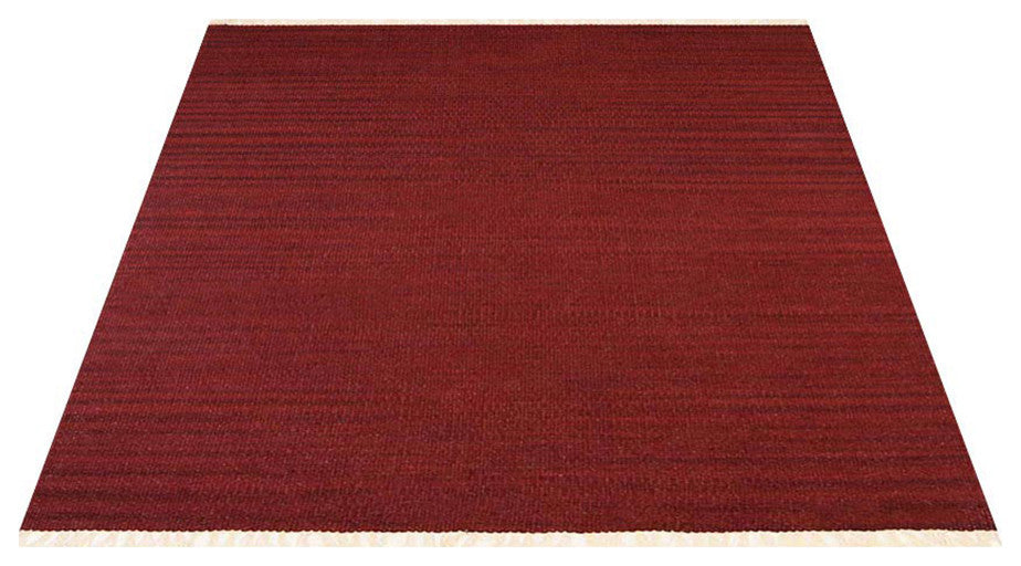 HAND WOVEN FLAT WEAVE KILIM WOOL ECO-FRIENDLY AREA RUGS-Solid,Burgundy