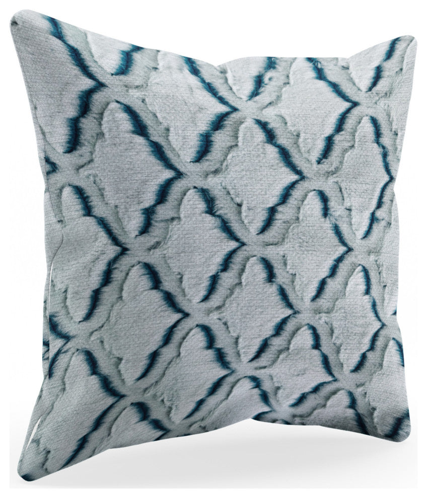 Plutus Light Blue Diamond Faux Fur Luxury Throw Pillow, Light Blue, 18" x 18"
