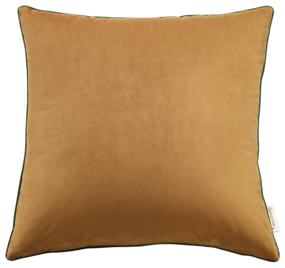 Accentuate 20" Performance Velvet Throw Pillow, Cognac Green