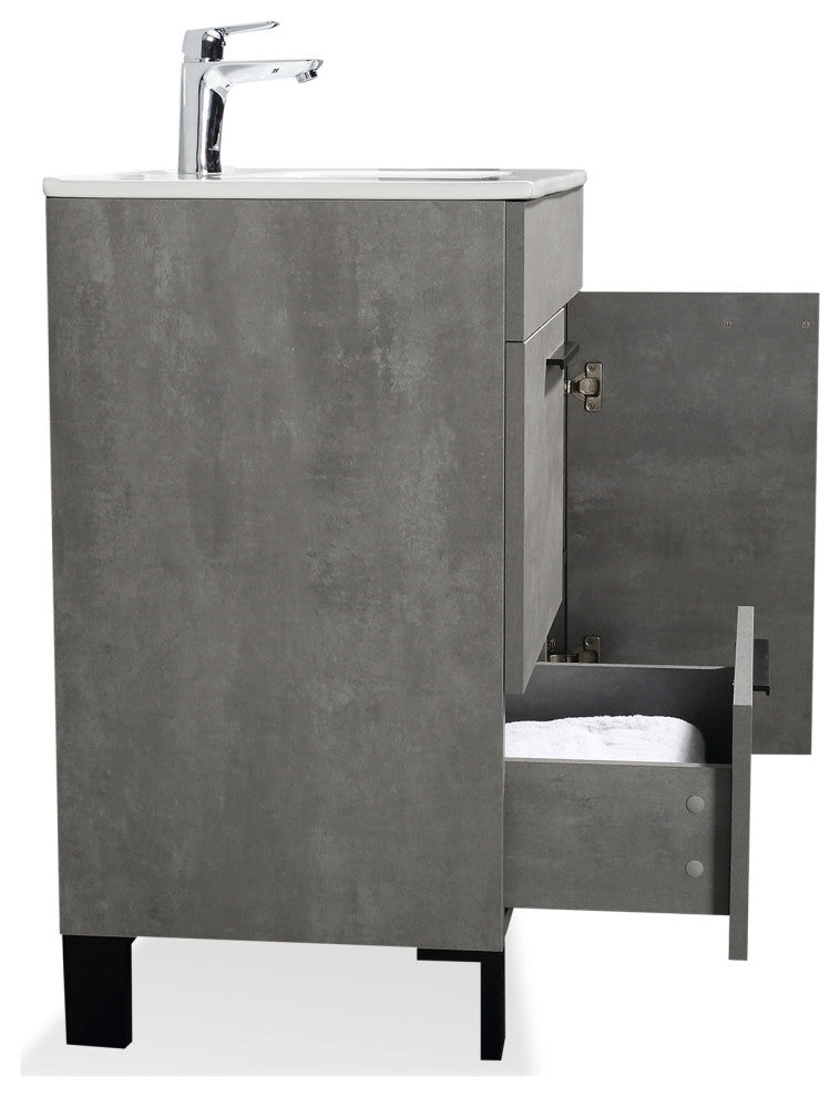 Freestanding Bath Vanity Set, Concrete Grey, Integrated Ceramic Sink, 36"