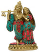 Brass Statue Radha Krishna Idol Puja Mandir Size: 6X3X1.5"