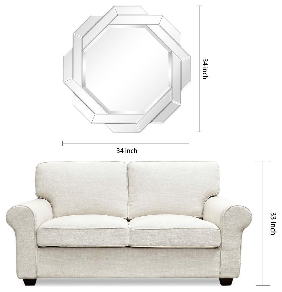 Interlaced Round Beveled Framed Wall Mirror, Mom-30020-3434