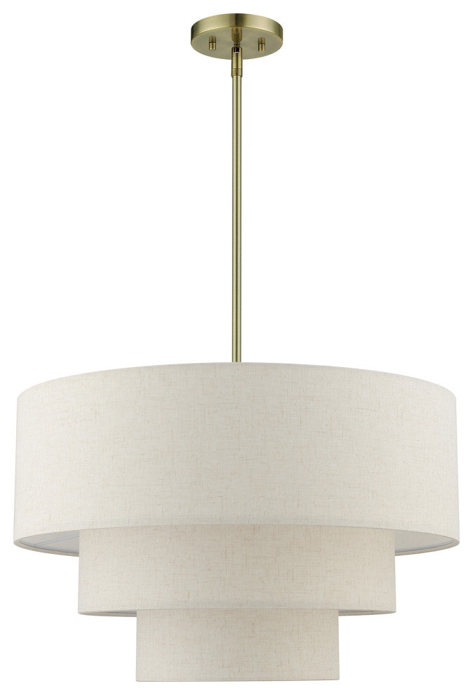 Livex Lighting Gladstone 4-Light Antique Brass Pendant Chandelier