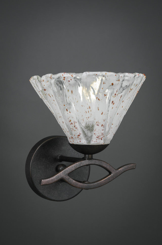 Revo Wall Sconce In Dark Granite, 7" Italian Ice Glass