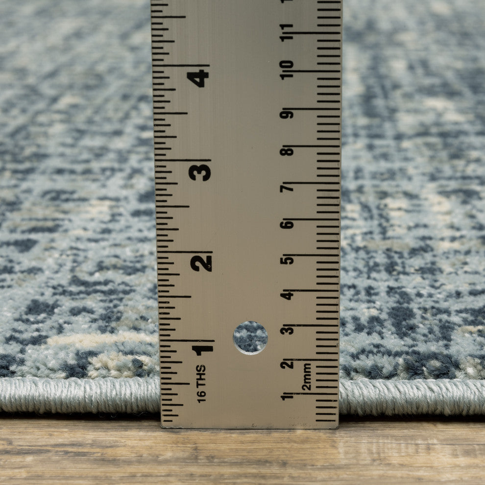 Bastian Etched Striped Teal/ Grey Indoor Area Rug, Blue, 9'10"x12'10"