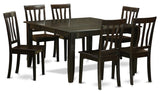 7-Piece Dining Room Set, Dinette Table With Leaf and 6 Chairs, Cappuccino