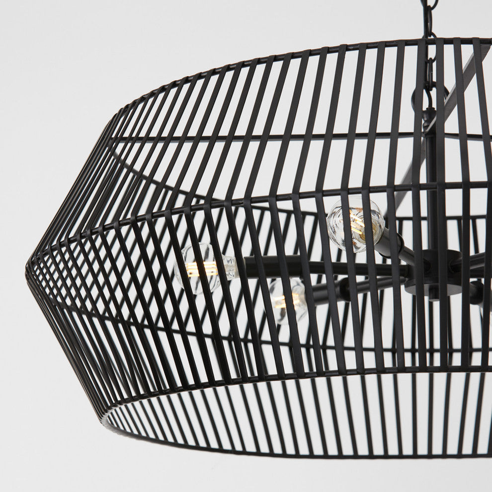 Capital Lighting 430361 Kaiya 6 Light 31"W Cage Pendant - Matte Black