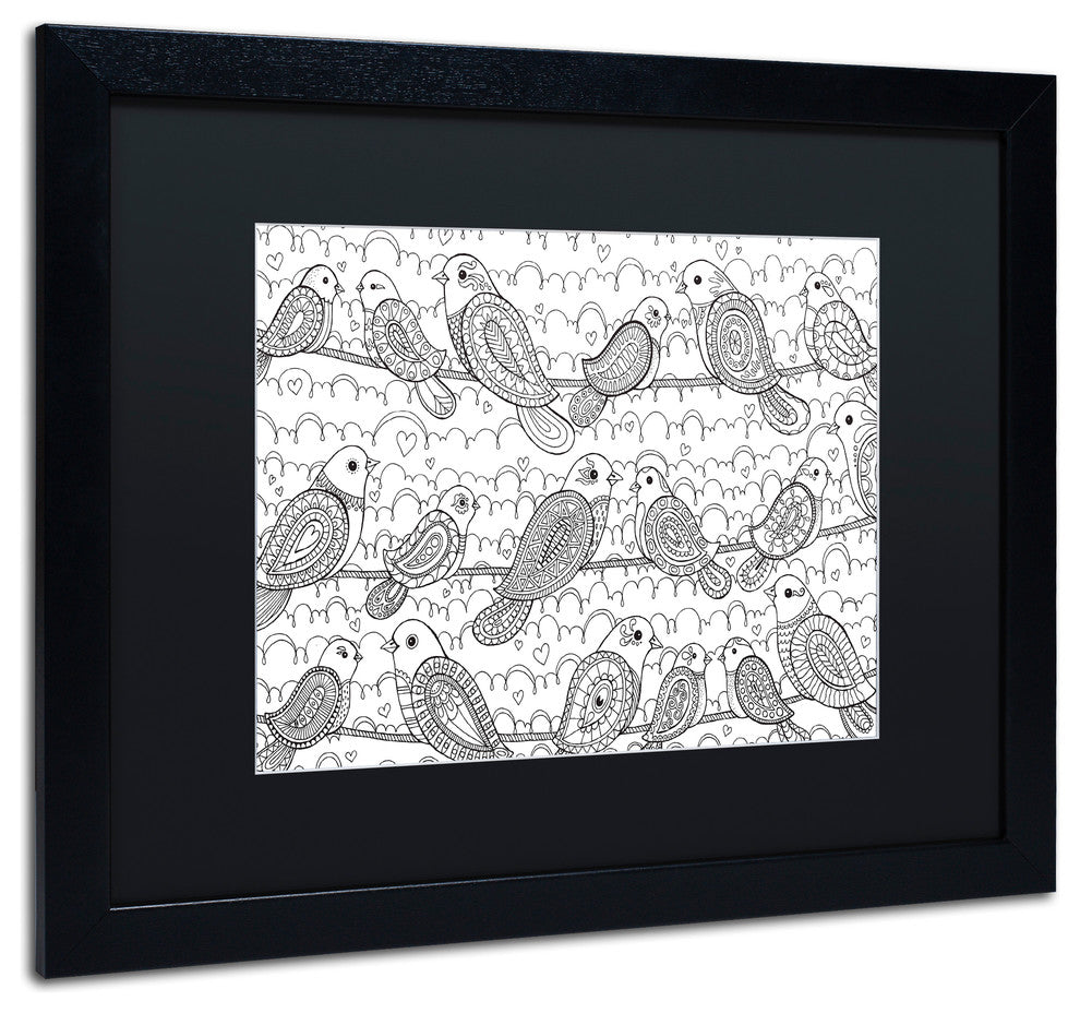 Hello Angel ''Little Paisley Birdies'' Art, Black Frame, Black Mat, 20x16