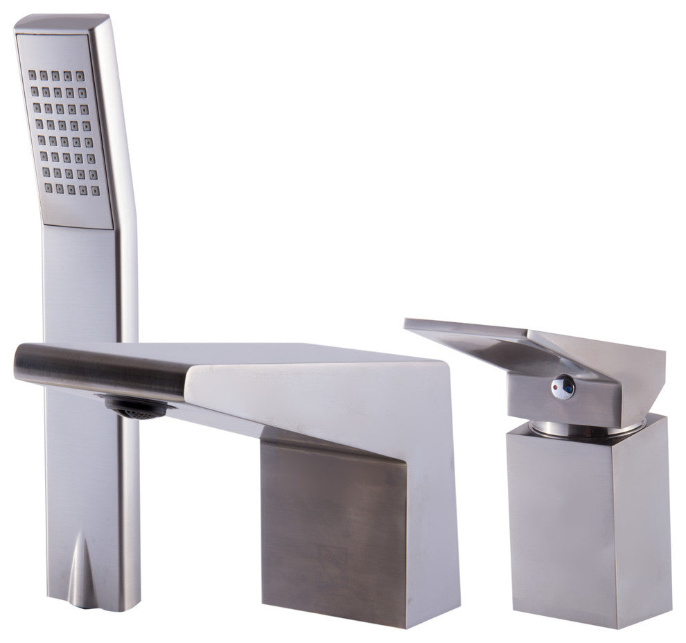 Ab2464-BN Brushed Nickel Deck Mounted 3 Hole Tub Filler and Shower Head