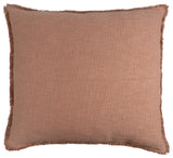Organic Chic Washed Textured Pillow With Frayed Edges, Chestnut