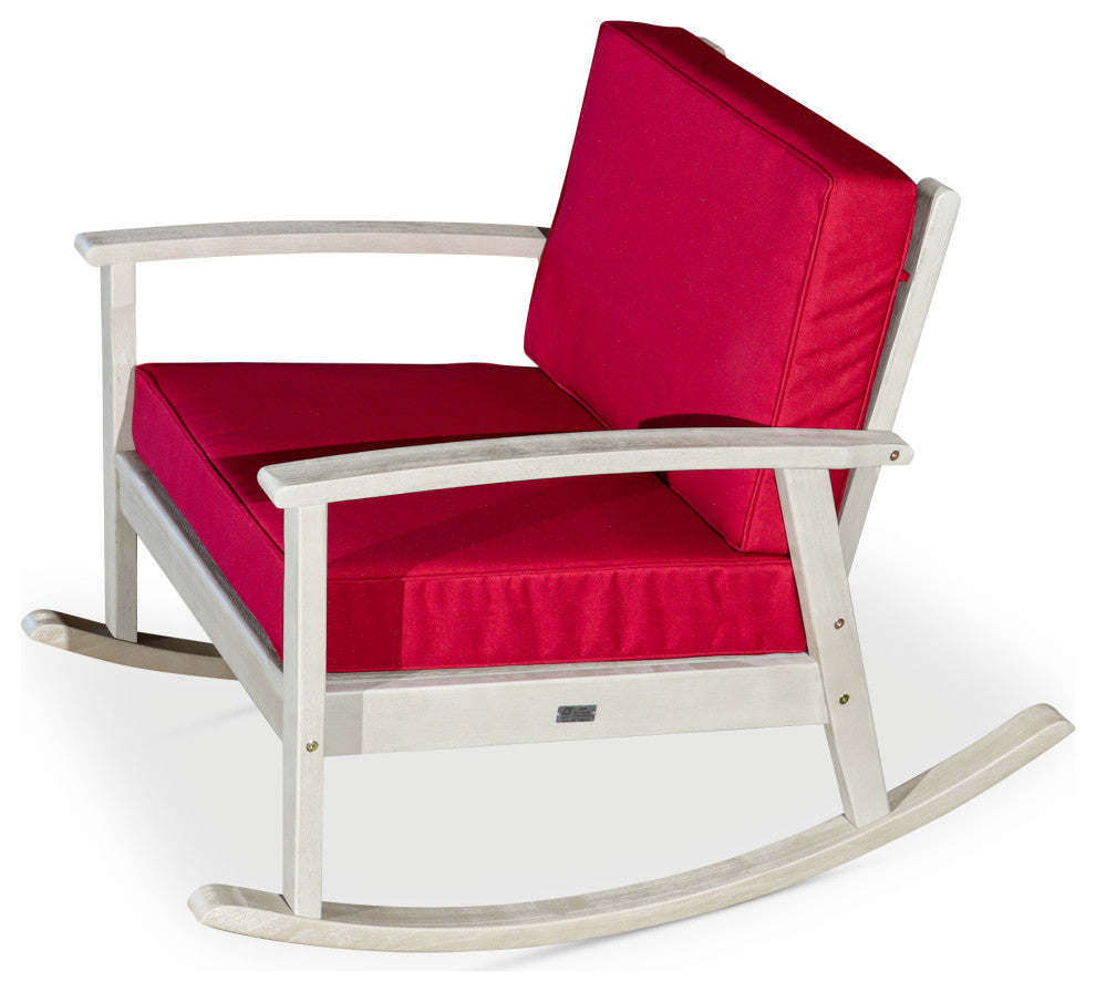 DTY Outdoor Living Longs Peak Eucalyptus Rocker w/ Cushions, Driftwood Gray, Bur