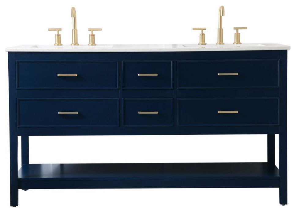 Sally 60" Double Bathroom Vanity, Blue