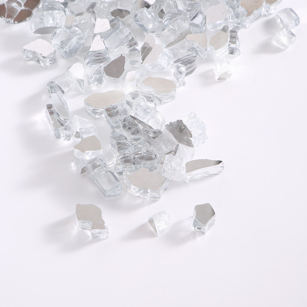 Empava 10 lbs. 1/2" Reflective Tempered Fire Glass for Gas Fire, Crystal Ice