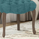 Case Tufted Dining Chair With Cabriole Legs, Set of 2, Teal, Brown Wash Finish