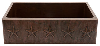 33" Hammered Copper Kitchen Apron Single Basin Sink