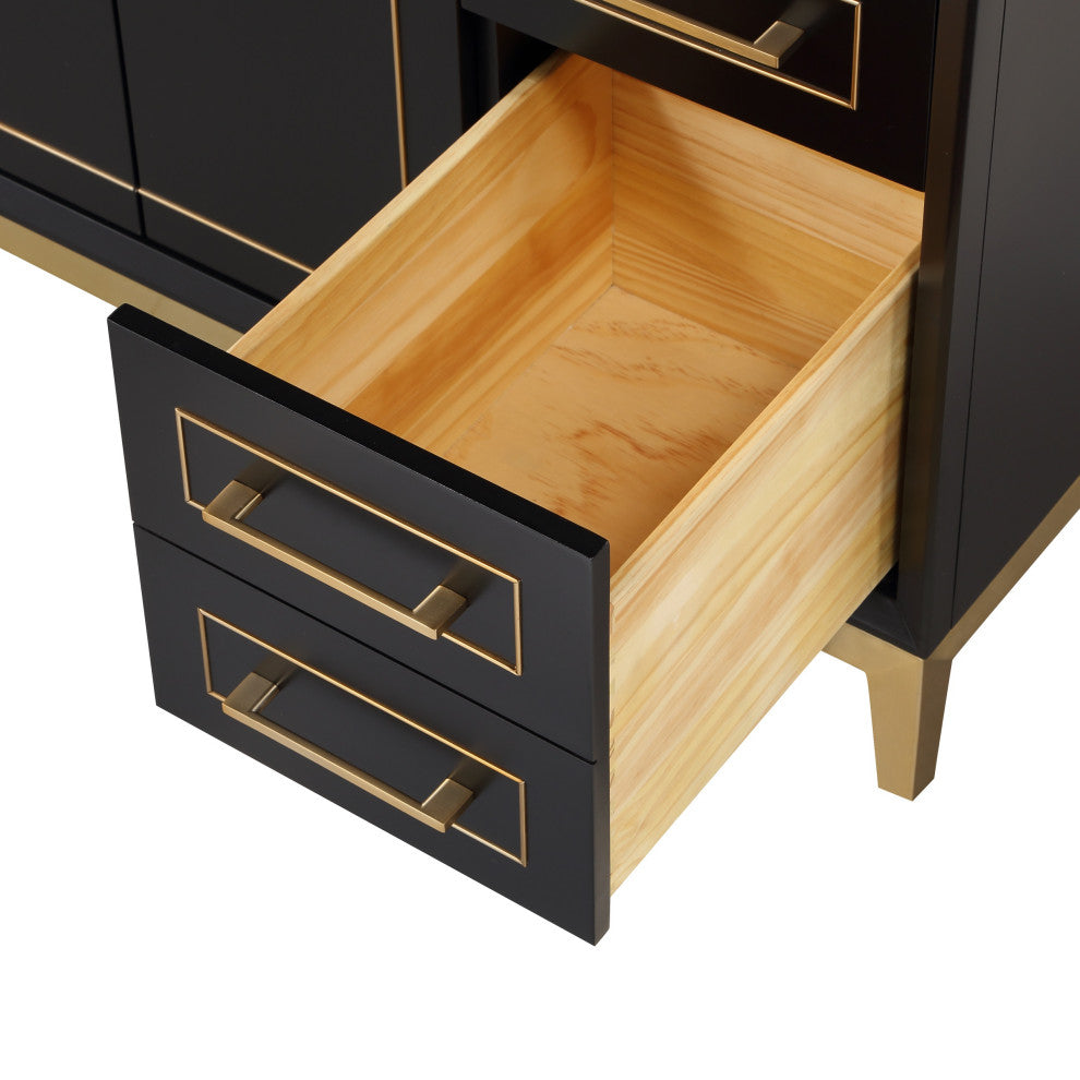 Gracie Bathroom Vanity, Midnight Black With White Quartz, 48"