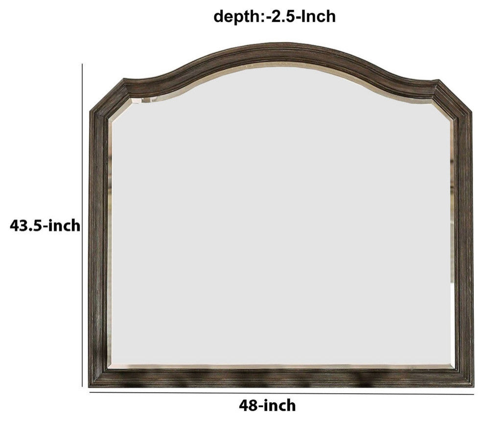 Benzara BM235524 43.5" Scalloped Mirror With Molded Details, Brown