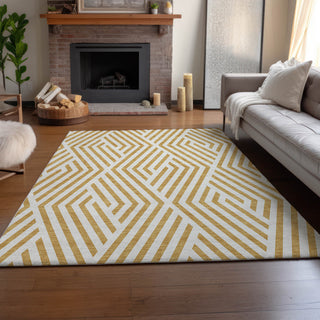 Premium Machine Washable Mayfield AMF550 Gold 5' x 7'6" Rug