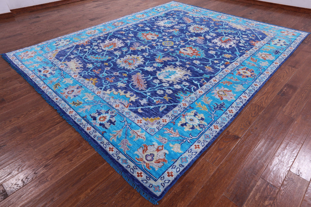 Hand Knotted Turkish Oushak Wool Rug 9' 6" X 11' 11" - Q15581