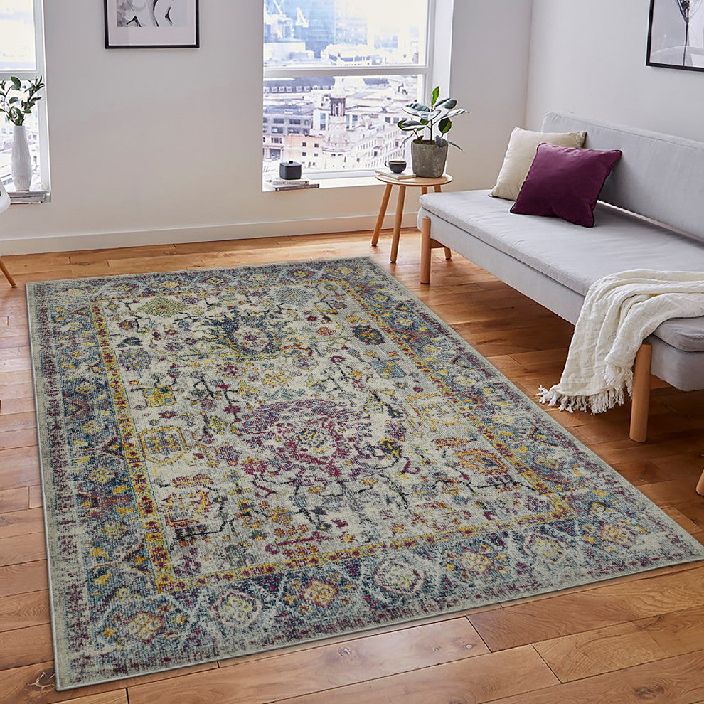 Montana Carrey Area Rug, Gray, 7'10" x 10'10", Bordered