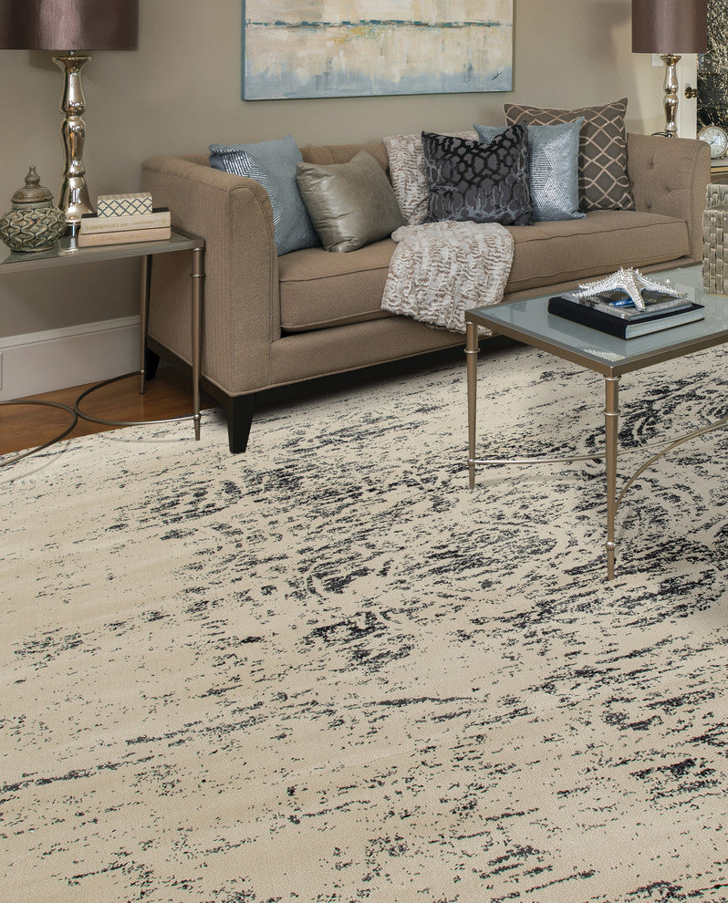 Karelia Weathered Block Gray 7'10" Round Area Rug