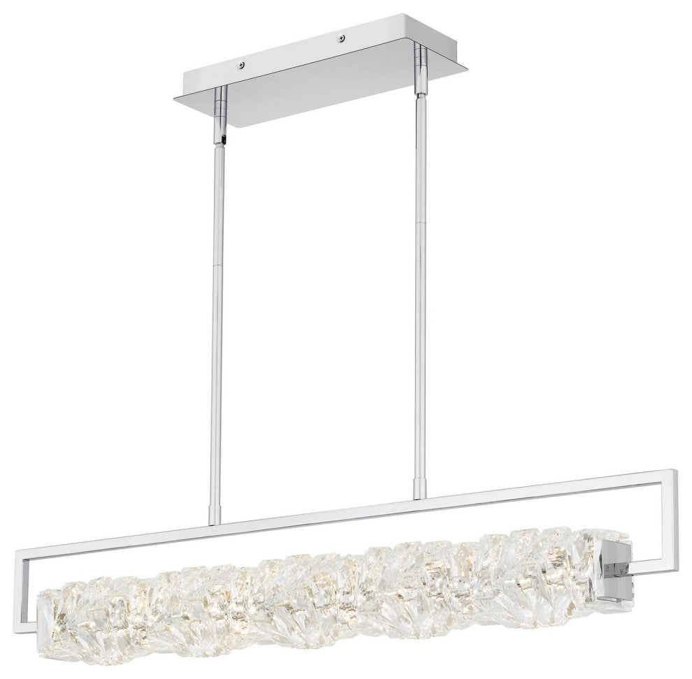Klass LED Linear Chandelier, Polished Chrome