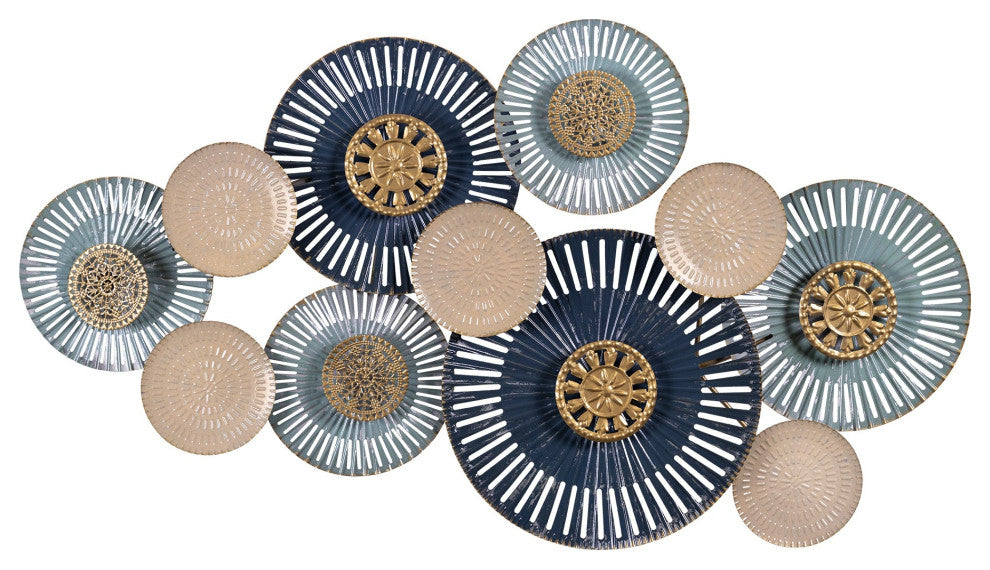 Layered Embellished Metal Plate Wall Decor