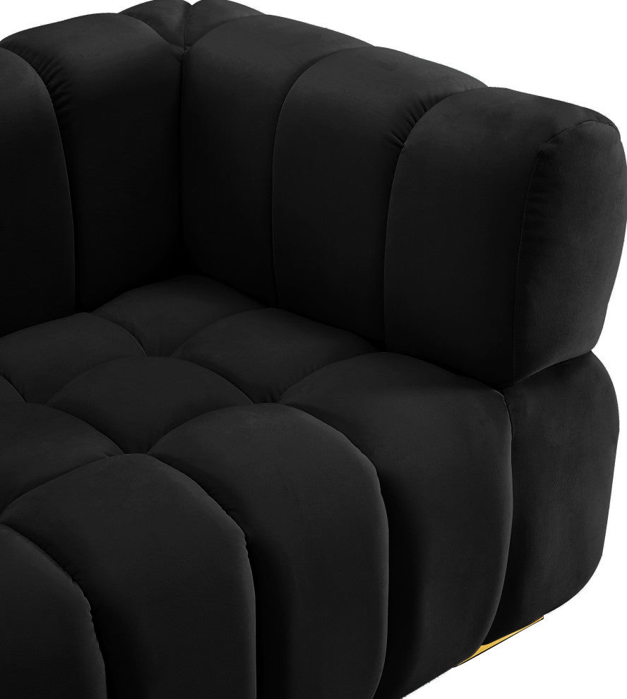 Gwen Velvet Upholstered Chair, Black, Chair