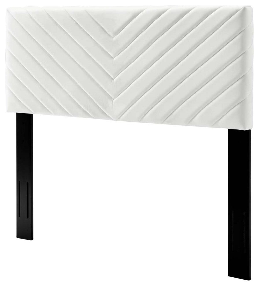 Tufted Headboard, King Size, Velvet, White, Modern Contemporary, Bedroom Master