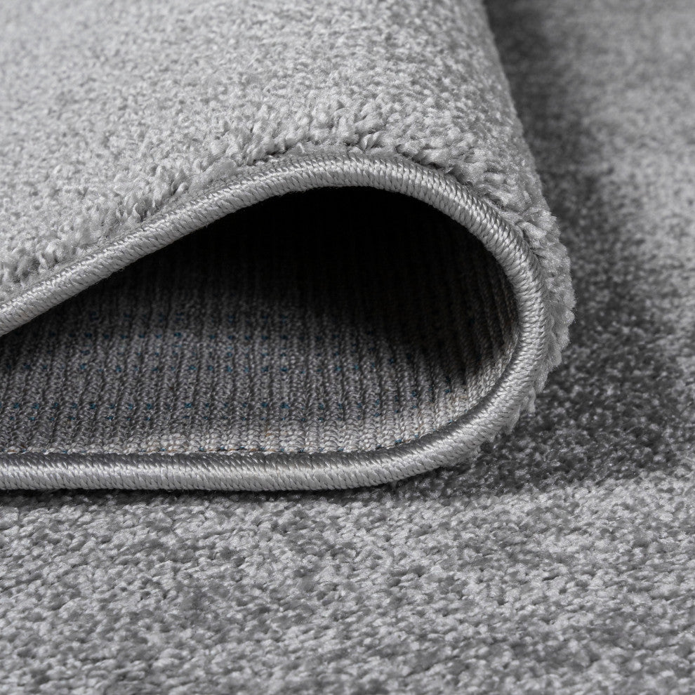 Haze Solid Low-Pile Runner Rug, Light Gray, 5 X 8