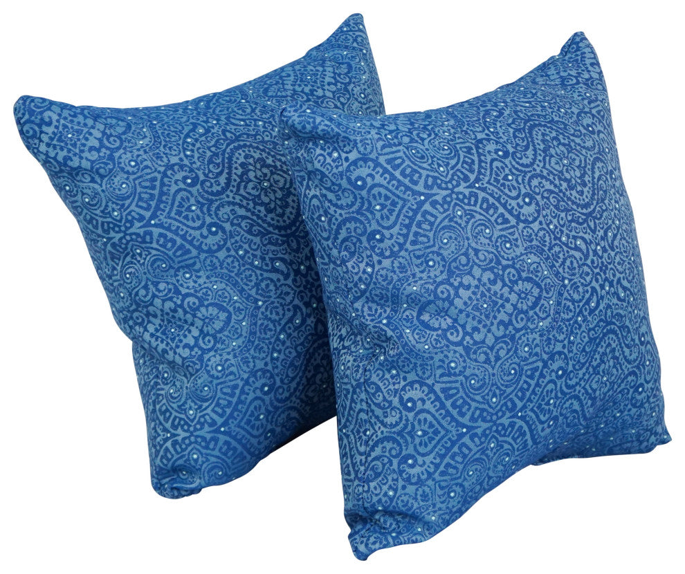 17" Jacquard Throw Pillows With Inserts, Set of 2, Mabul Aegean