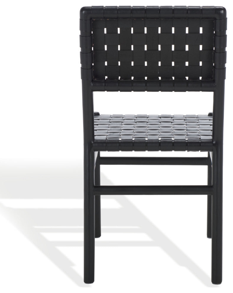 Safavieh Couture Jeremiah Woven Leather Dining Chair, Black