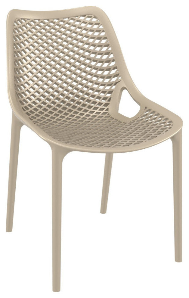 Air Mix Square Dining Set With White Table and 4 Taupe Chairs