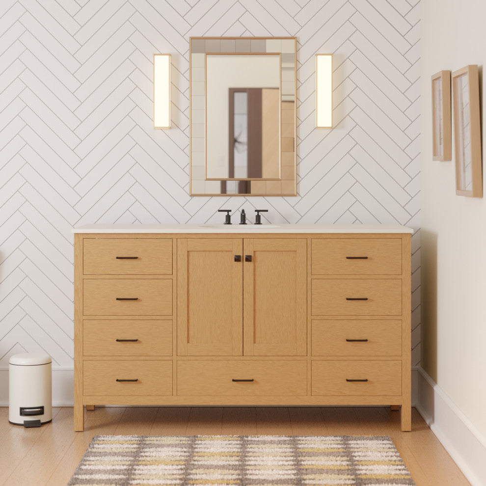 Horizon 60" Single Bathroom Vanity Top, Blonde, Engineered White