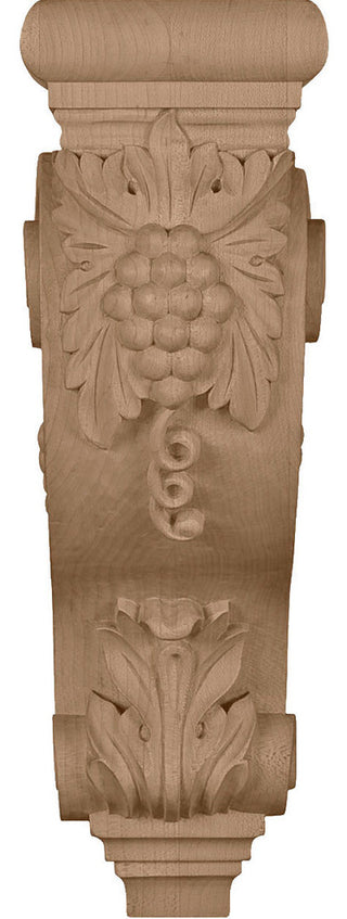 4 1/4"W x 8"D x 13 1/4"H Devon Grapes & Vines Corbel, Alder