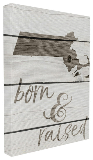 Stupell Industries Born and Raised Massachusetts, 16 x 20