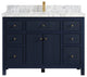 Sonoma 48 Single Sink Reeded Bath Vanity in Hale Navy Blue 2" Carrara Marble