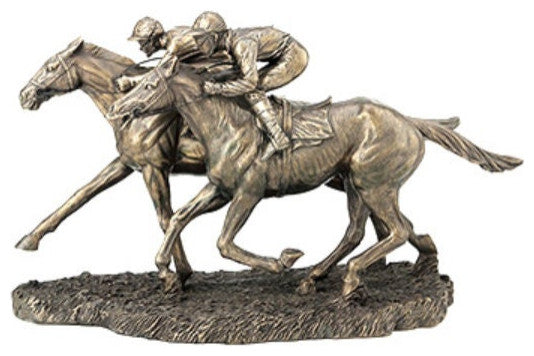 Two Jockeys Horse Racing Sculpture