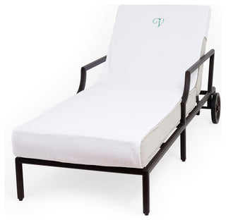 Linum Home Textiles Personalized Standard Chaise Lounge Cover, White, V