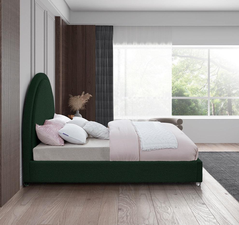 Milo Velvet Upholstered Bed, Green, Full