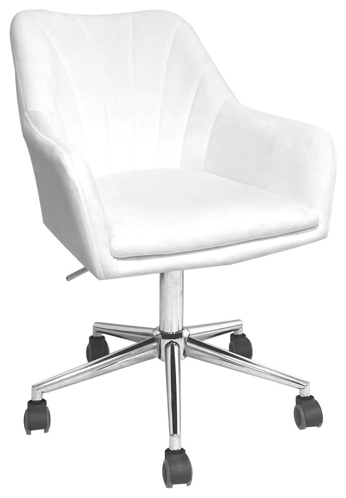 Sadie Swivel Vanity Chair, White Velvet