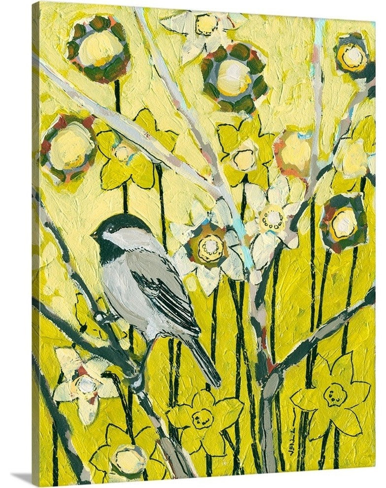 Spring Chickadee Wrapped Canvas Art Print, 16"x20"x1.5"