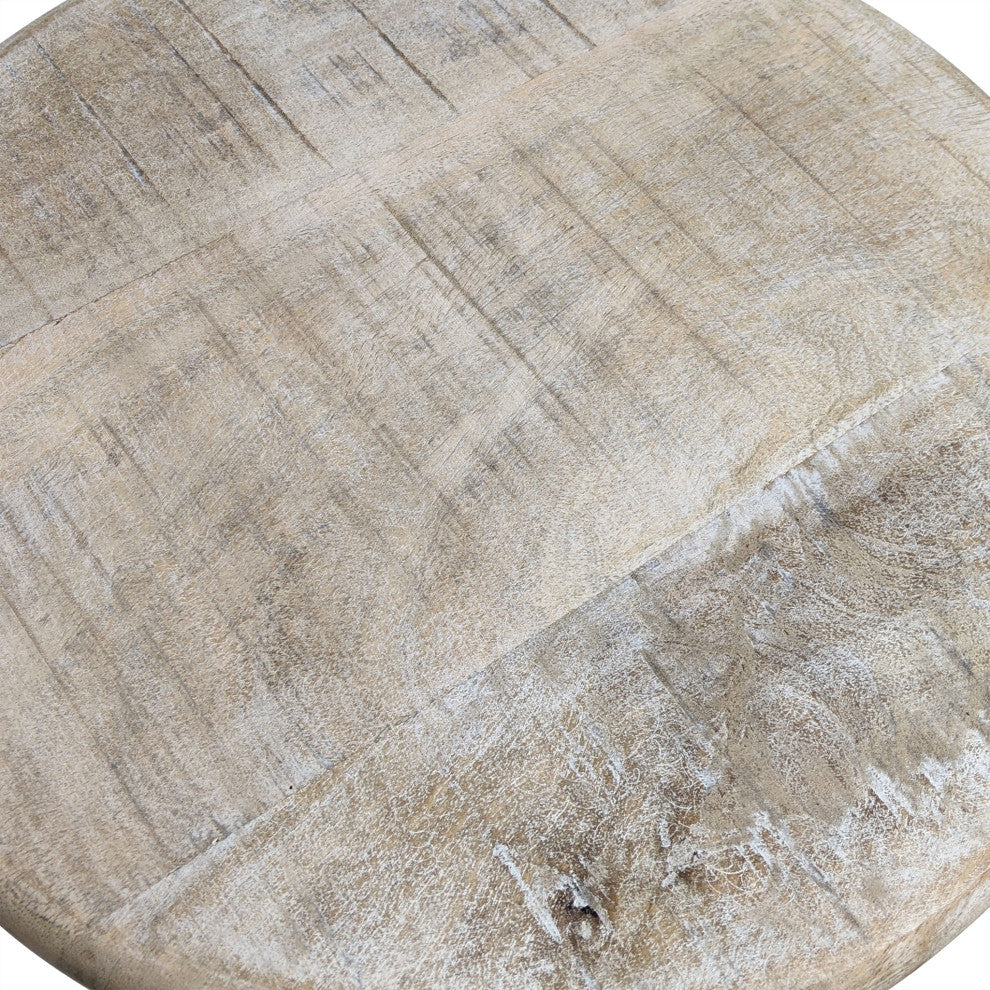 Justin Adjustable Stool, Natural Driftwood/Aged Iron