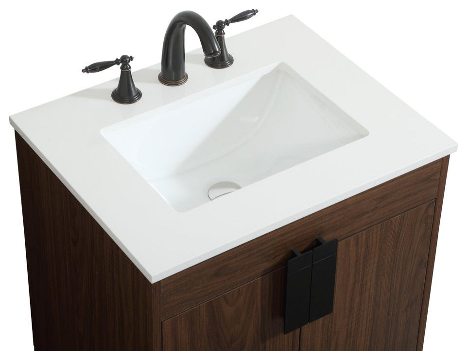 Home Living 19" Modern Walnut-Light Bathroom Vanity