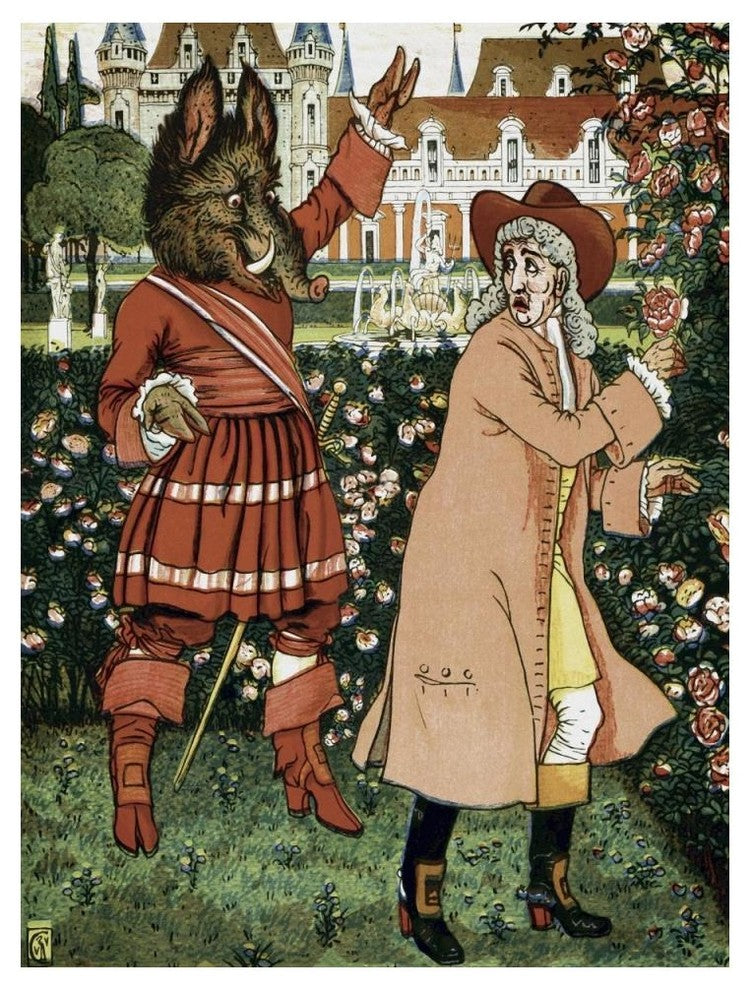"Beauty and the Beast - The Beast in Red" Paper Print by Walter Crane, 38"x50"