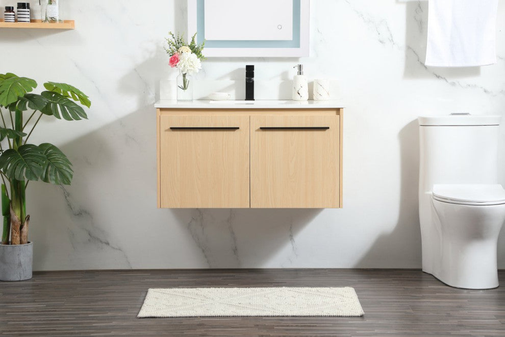 Elegant VF44536MMP-BS 36" Single Bathroom Vanity, Maple With Backsplash