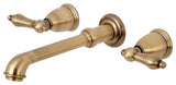 Kingston Brass Two-Handle Wall Mount Bathroom Faucet, Antique Brass