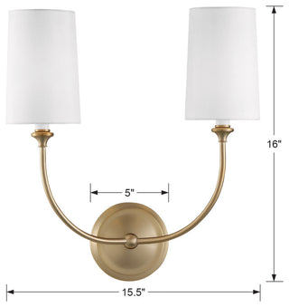 Crystorama 2242-VG, 2-Light Wall Mount, Vibrant Gold