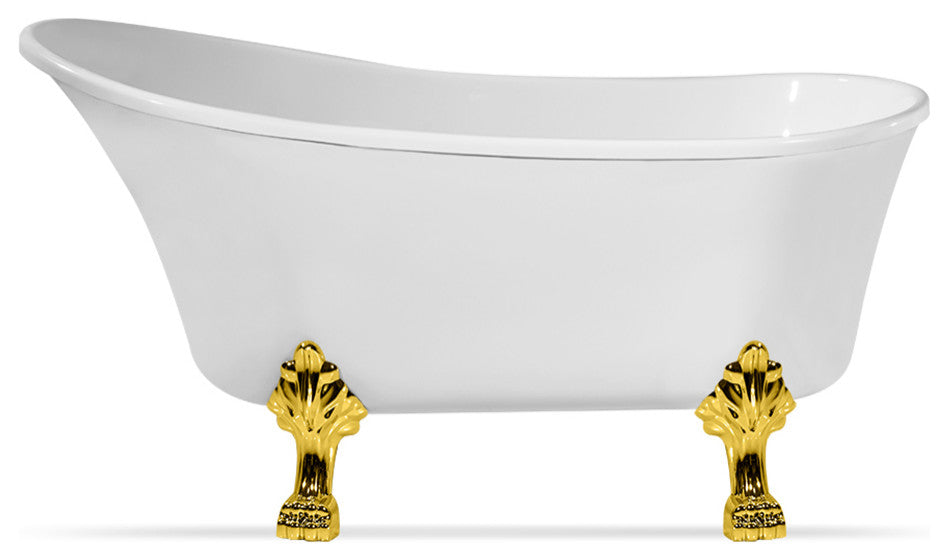 63" Streamline NPT9348GLD-GLD Clawfoot Tub With Internal Drain