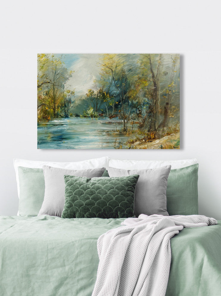 "Flowing River" Painting Print on Wrapped Canvas, 24x16